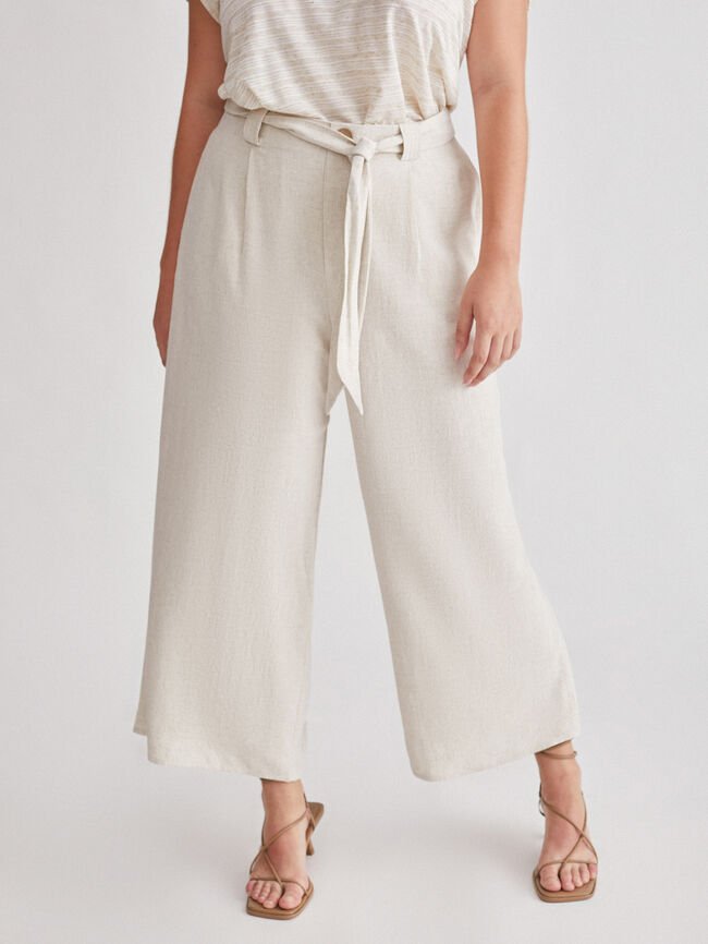 Pantalón culote rústico Beige