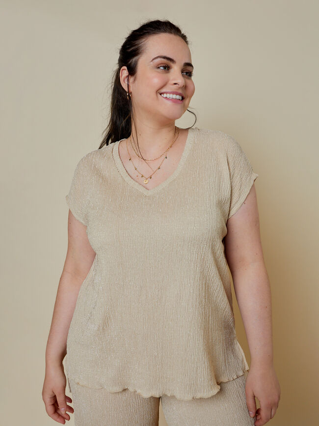 CAMISETA RIB MANGA CORTA Beige