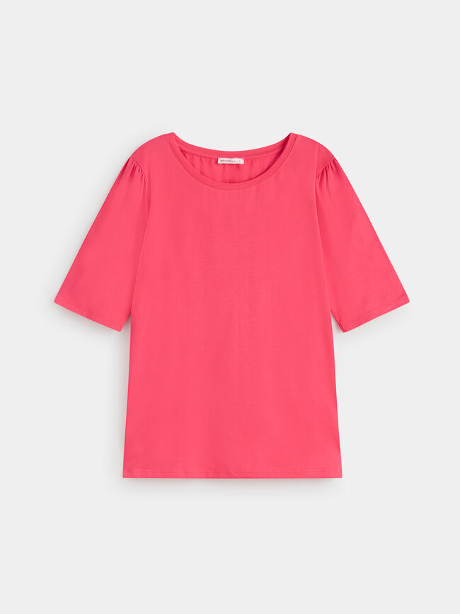 CAMISETA FRUNCIDO EN HOMBRO Negro