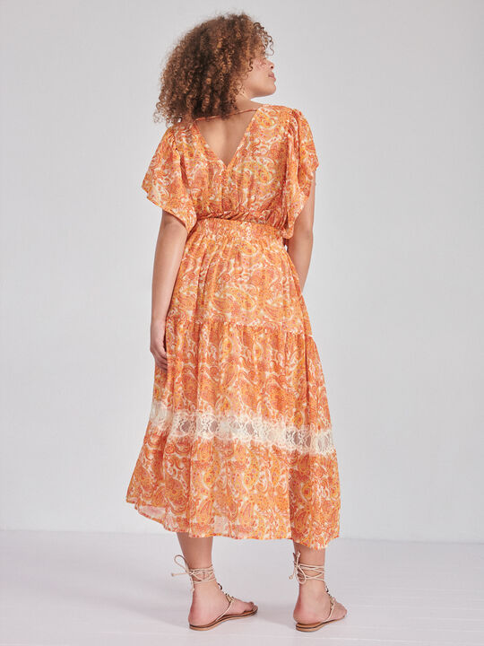 FALDA ESTAMPADA encaje naranja coral image number null