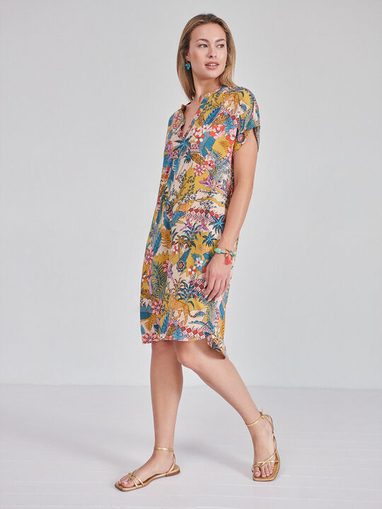 Vestido camisero estampado Rosa Medio image number null