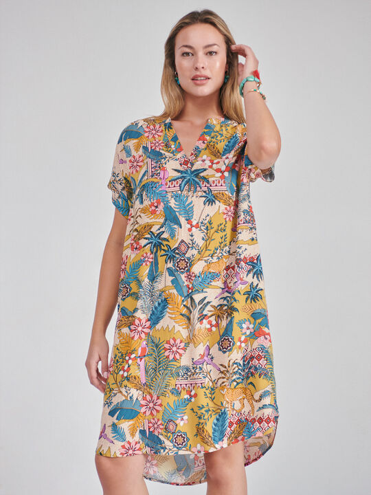 Vestido camisero estampado Rosa Medio image number null