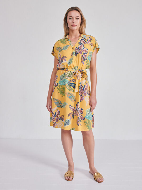 Vestido camisero estampado Mostaza Oscuro image number null