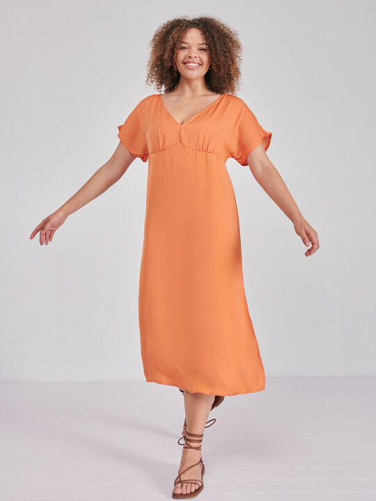 Vestido fluido satinado naranja tangy image number null
