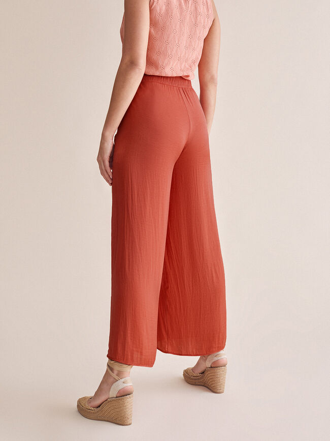 Pantalón palazzo satén Naranja quemado