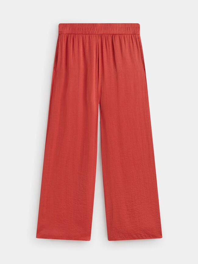Pantalón palazzo satén Naranja quemado