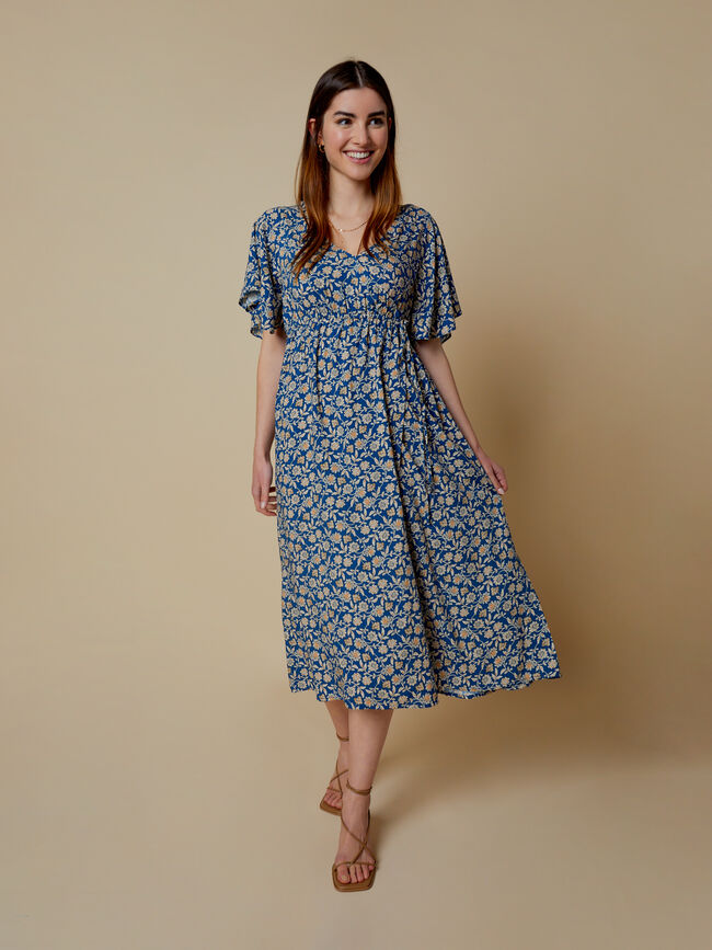 Vestido cruzado estampado marino claro