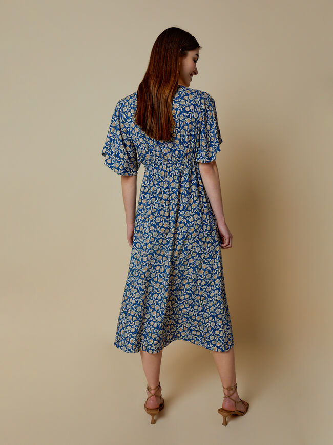 Vestido cruzado estampado marino claro