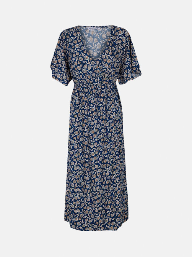 Vestido cruzado estampado marino claro