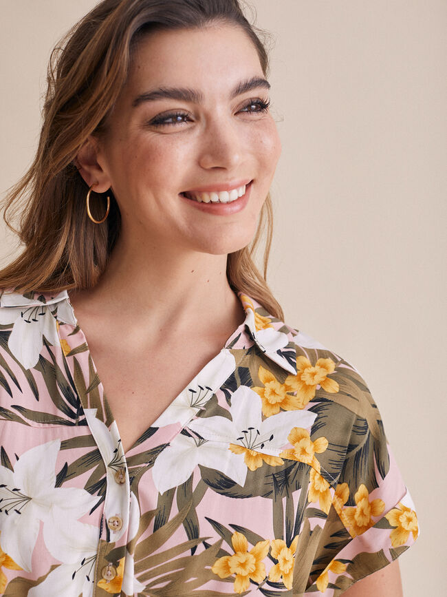 Vestido camisero estampado Kaki