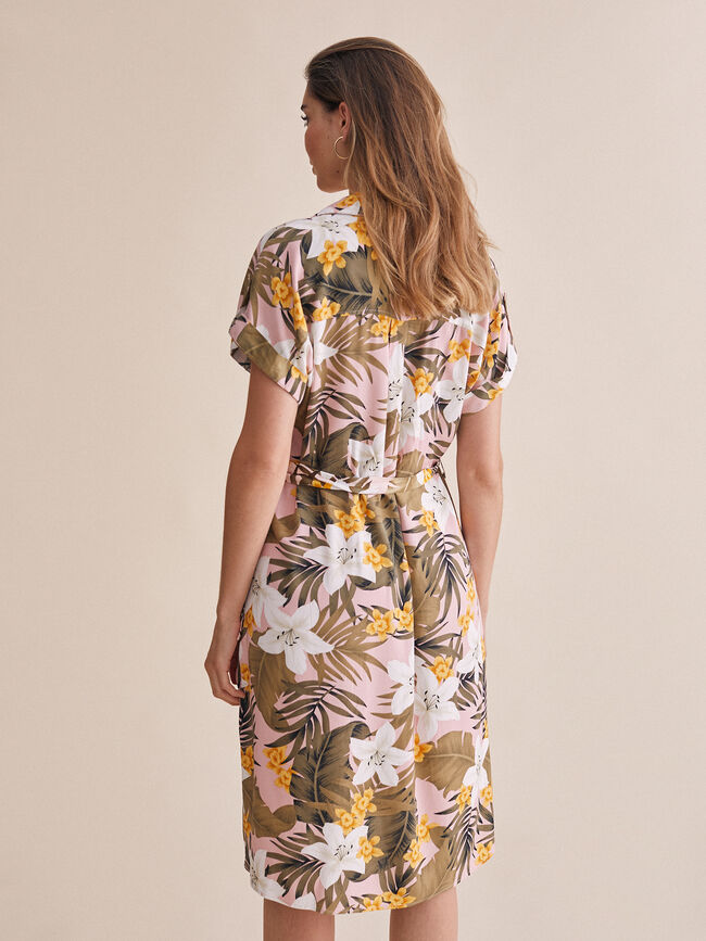 Vestido camisero estampado Kaki