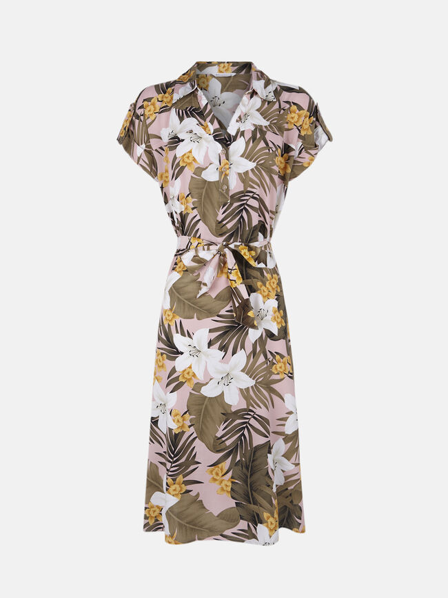 Vestido camisero estampado Kaki