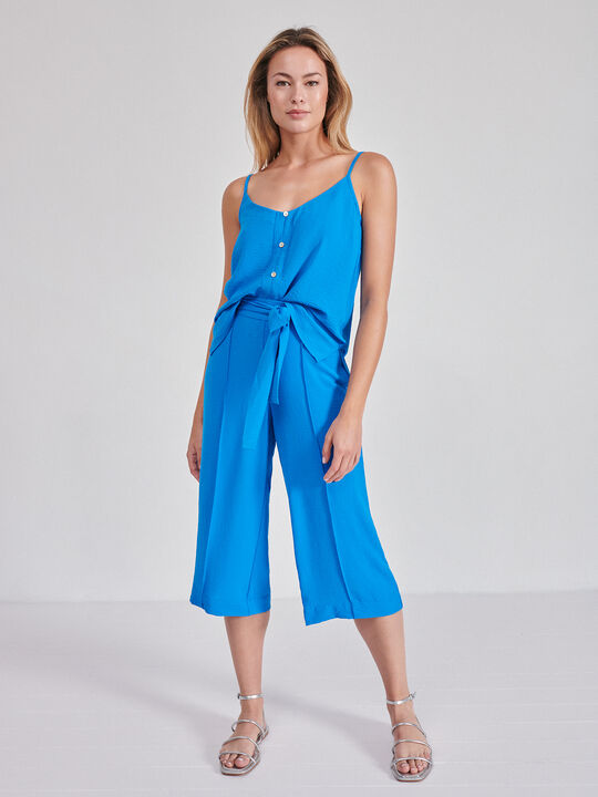 TOP fluido botones Azul Brillante image number null