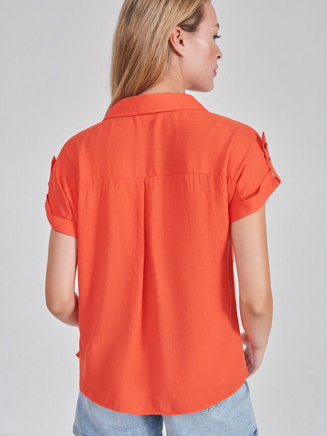 BLUSA RÚSTICA ABOTONADA Rojo Tomate