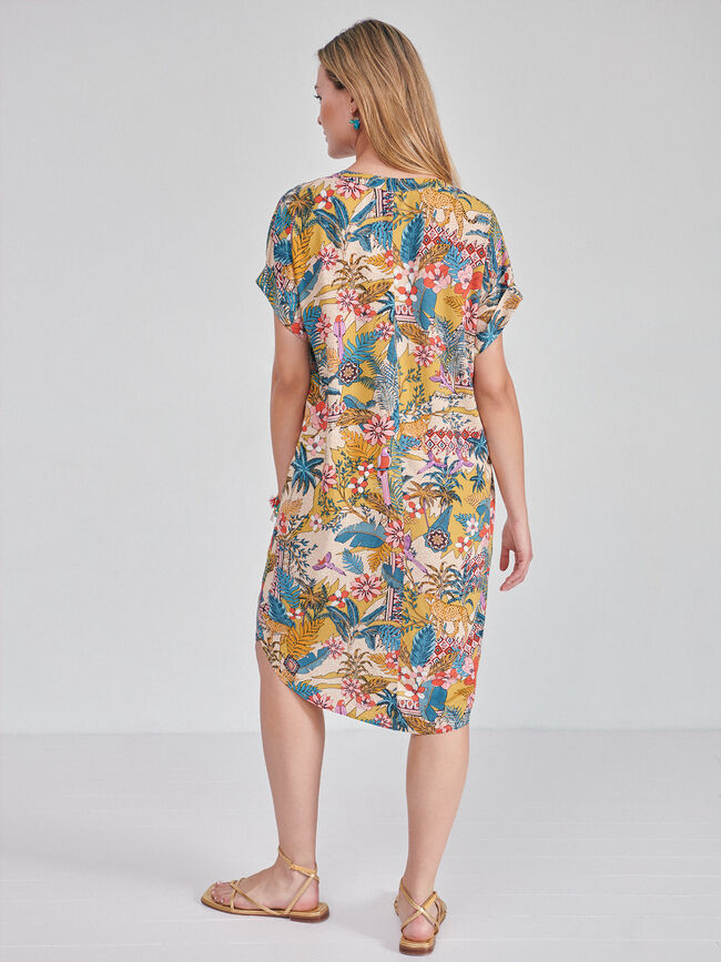 Vestido camisero estampado Rosa Medio