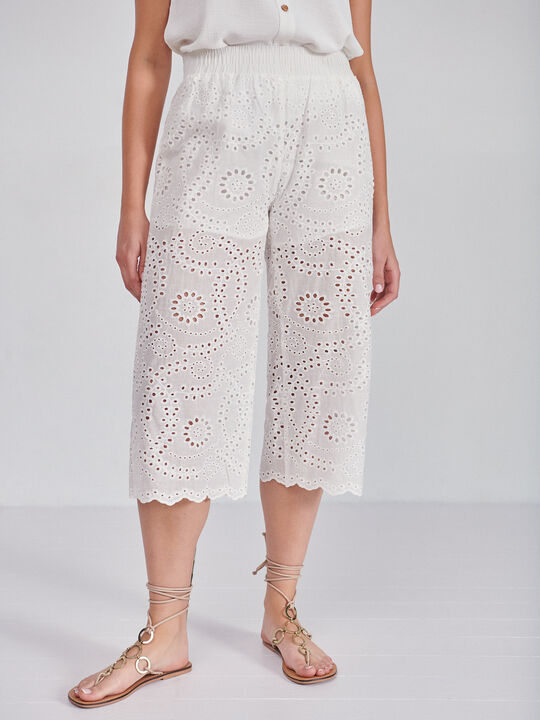 Pantalón culotte bordado Blanco Optico image number null