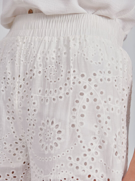 Pantalón culotte bordado Blanco Optico image number null