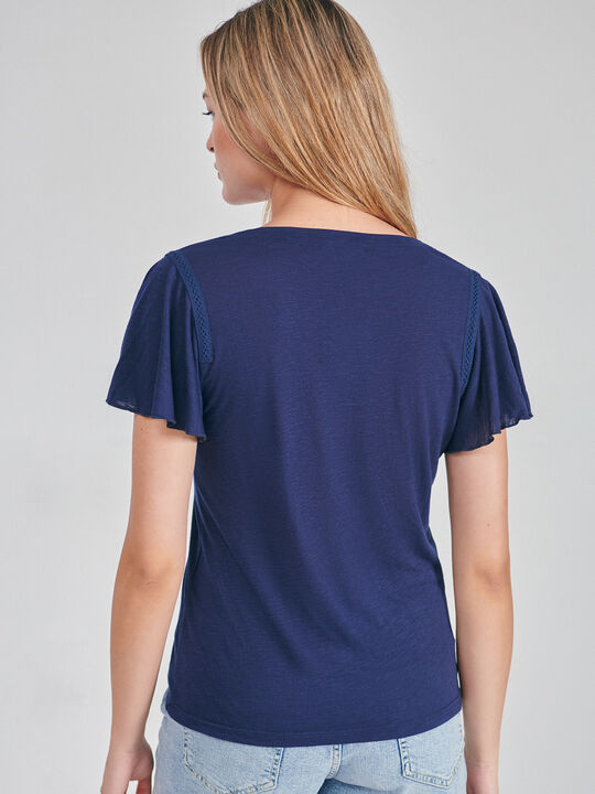 Camiseta manga volante Azul Marino image number null