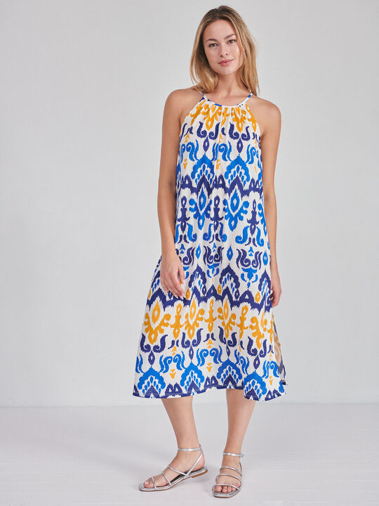 VESTIDO HALTER estampado Azul Marino image number null