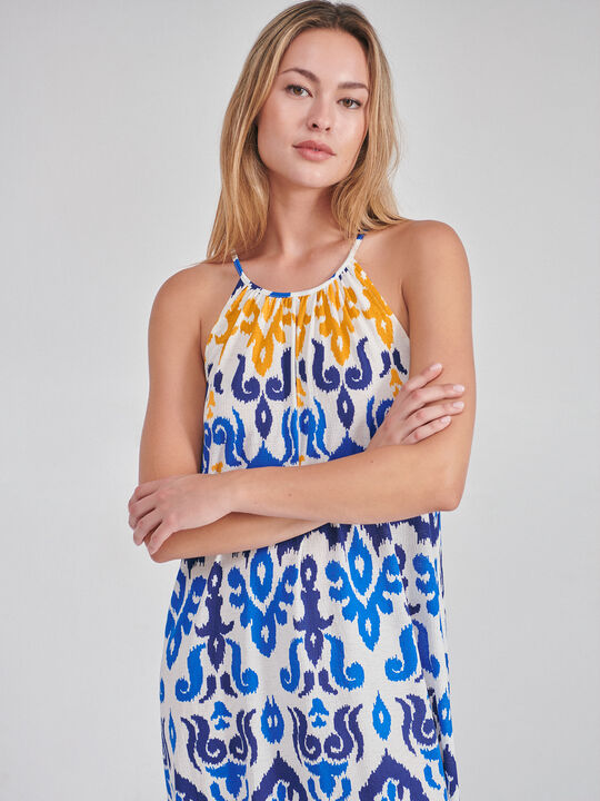 VESTIDO HALTER estampado Azul Marino image number null