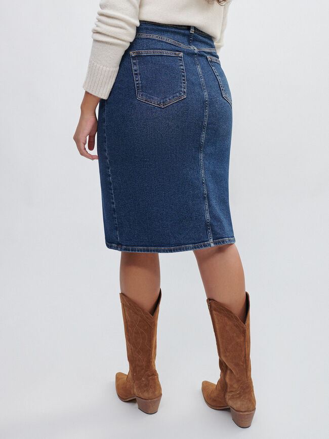 FALDA VAQUERA MIDI Mid blue