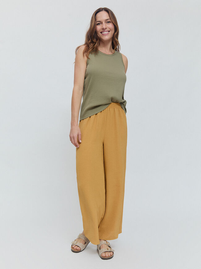 PANTALON ANCHO FLUIDO Mostaza Oscuro