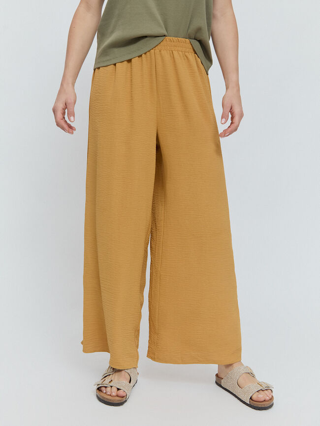 PANTALON ANCHO FLUIDO Mostaza Oscuro