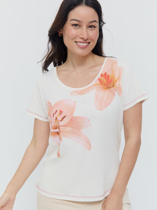 CAMISETA POSICIONAL FLORES Blanco Hueso image number null