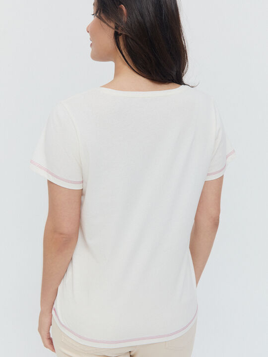 CAMISETA POSICIONAL FLORES Blanco Hueso image number null