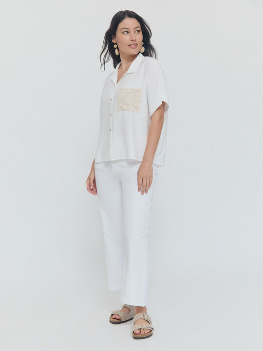 CAMISA BOLSILLO CROCHET Blanco Optico image number null