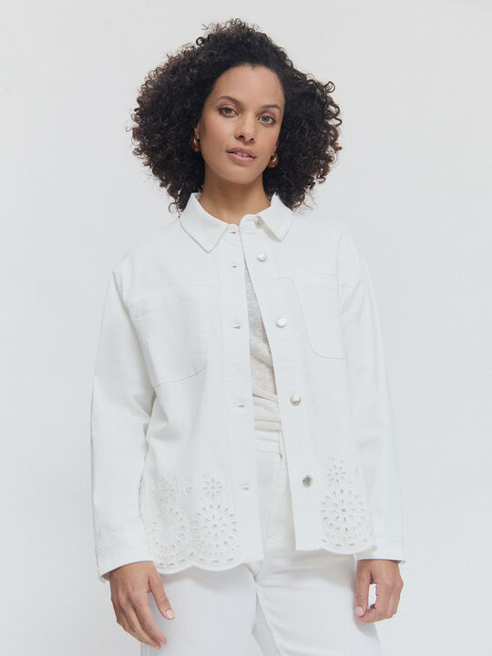 CHAQUETA BORDADO INGLES Blanco Optico image number null