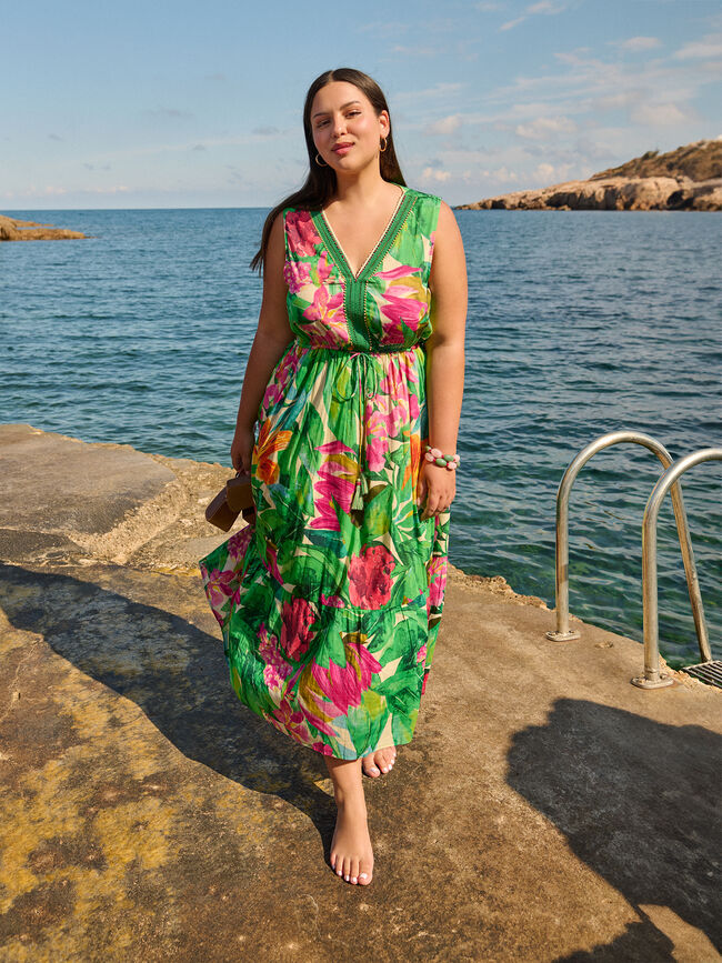 VESTIDO LARGO ESTAMPADO Verde