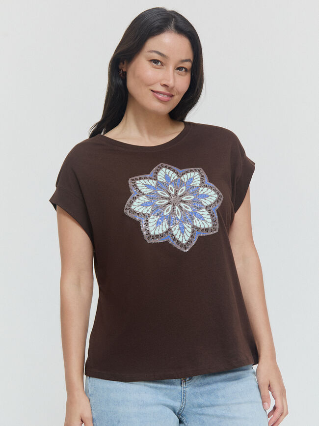 CAMISETA POSICIONAL MANDALA Marron Medio
