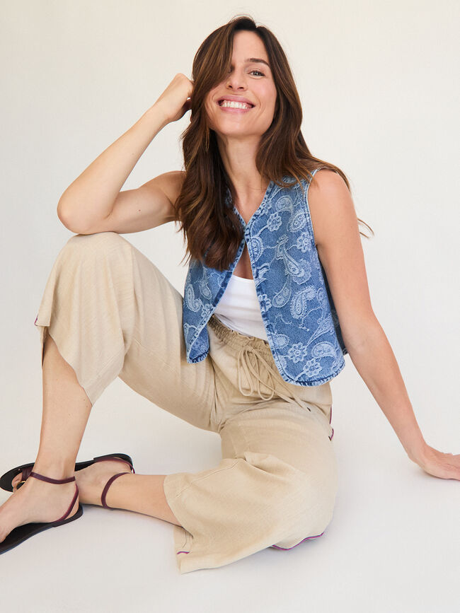 CHALECO JACQUARD FLOR Indigo